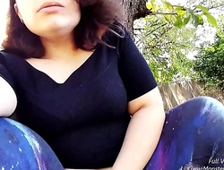 Pissing outside! Come watch LilKiwwiMonster wet her panties and pee in the dirt!