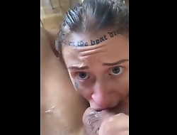 Tattoo amateur sloppy gagging with the addition of deepthroat blowjob